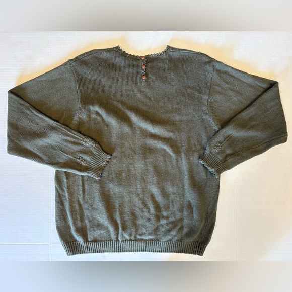 Vintage Signatures by Northern Isles Hunter green hand embroidered sweater XL - Picture 3 of 7